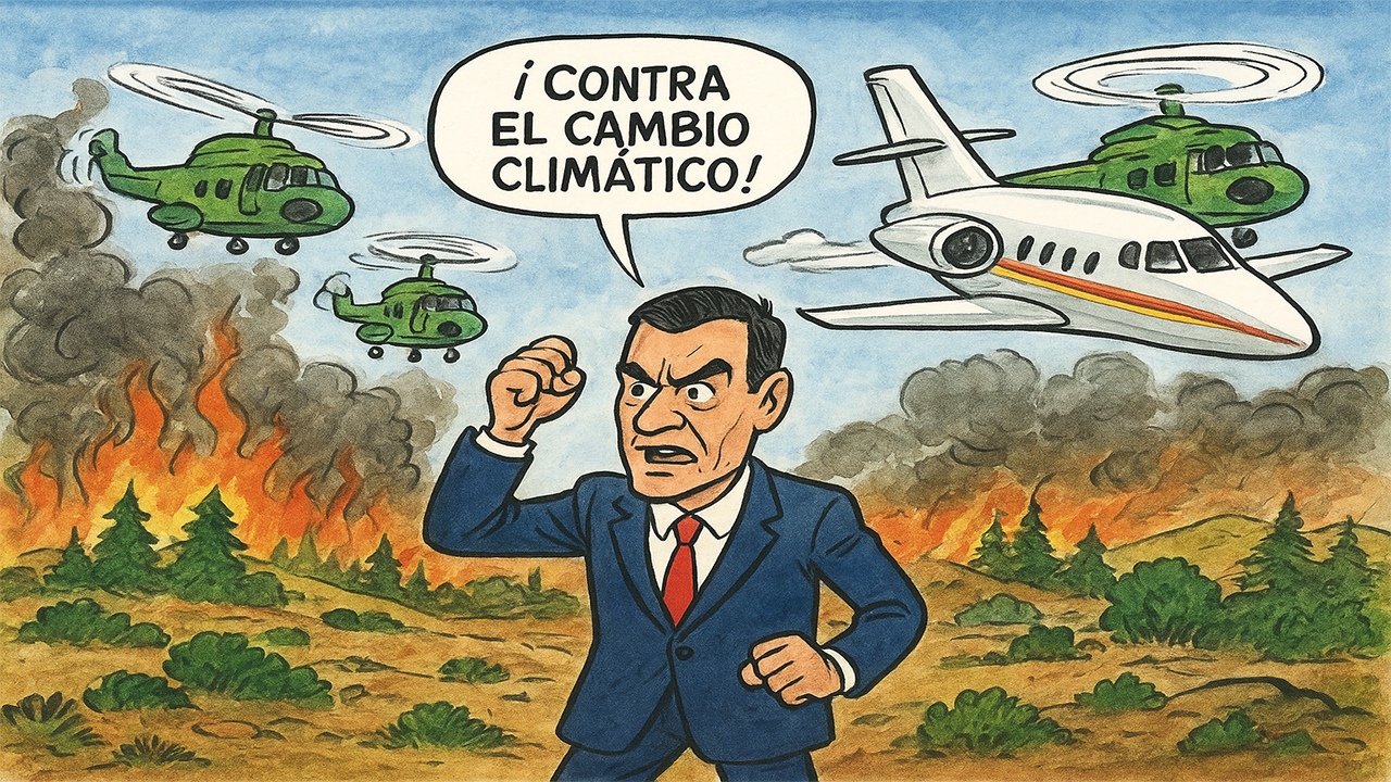 ¿Cómo lucha Sánchez contra el cambio climático? — ¡En Falcon y helicópteros Super Puma! ¿Cómo lucha Sánchez contra el cambio climático? — ¡En Falcon y helicópteros Super Puma!