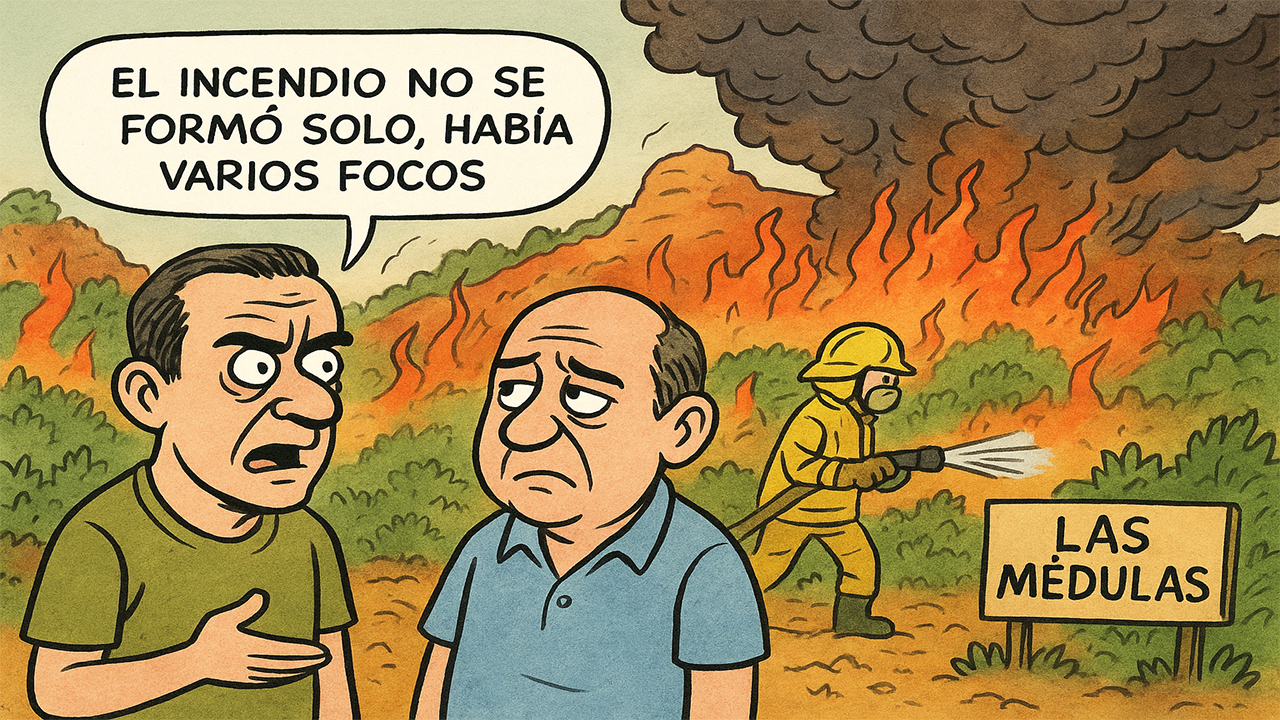 Vecinos de Las Médulas ponen ojo crítico en la “emergencia climática”: múltiples focos, no solo calor. Vecinos de Las Médulas ponen ojo crítico en la “emergencia climática”: múltiples focos, no solo calor.