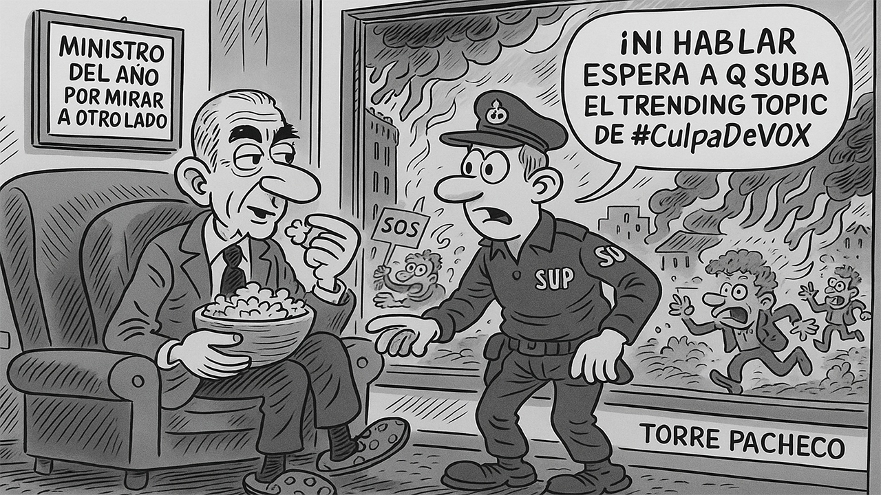Marlaska observa, calla... y luego culpa al PP y a VOX. ¡Bravo, Ministro del Año!